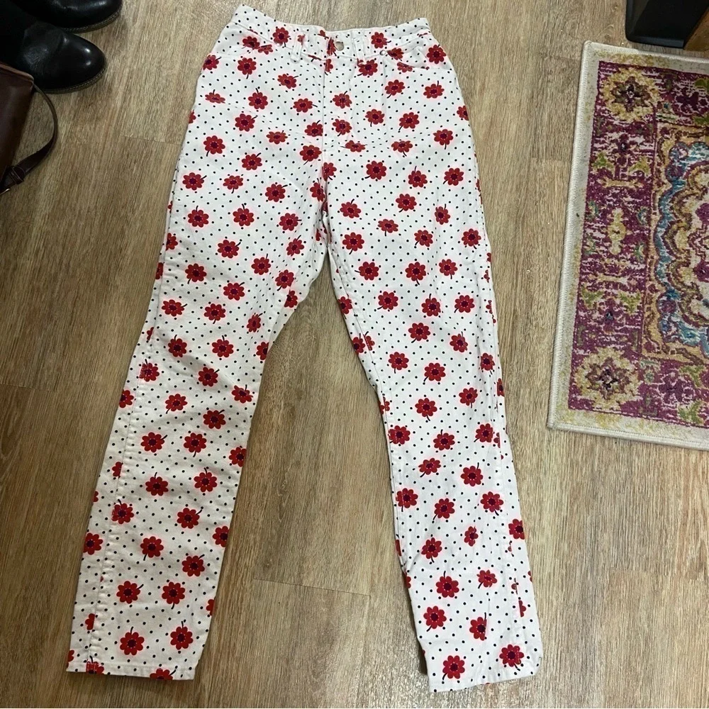 Wrangler Flower Print Jeans Vintage Size 13/14 Slim Slim